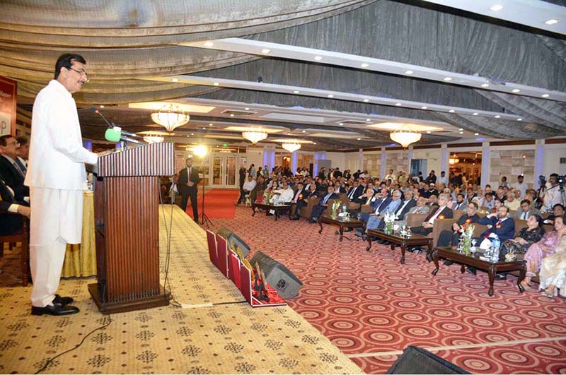 Acting President Syed Yousaf Raza Gilani addressing the Old Ravians Association’s annual dinner held at a local hotel