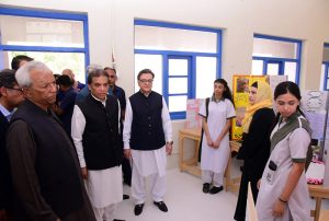 Federal Minister for Railways Hanif Abbasi and Governor Sindh Muhammad Nehal Hashmi visiting The International School - Pakistan Railways Campus after the inauguration ceremony