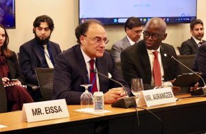 Finance Minister Senator Muhammad Aurangzeb participates in a World Bank roundtable on the sidelines of the World Bank-IMF Spring Meetings to discuss digital social protection, financial inclusion, and Pakistan's Digital Public Infrastructure initiatives