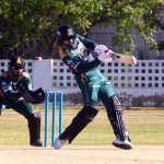 Peshawar Zalmi players practice at the National Bank Stadium ahead of their upcoming match against Hyderabad Kingsmen in HBL PSL 11
