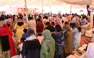 Members of the Christian community offer Easter prayers at Holy Trinity Cathedral.