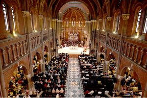 Worshipers attend Good Friday service at the Sacred Heart Cathedral Church
