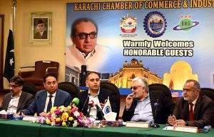 Bilal Azhar Kayani addressing members of the Karachi Chamber of Commerce and Industry (KCCI)