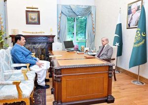 Federal Minister for Kashmir Affairs & Gilgit Baltistan, Engineer Amir Muqam calls on Prime Minister Muhammad Shehbaz Sharif.