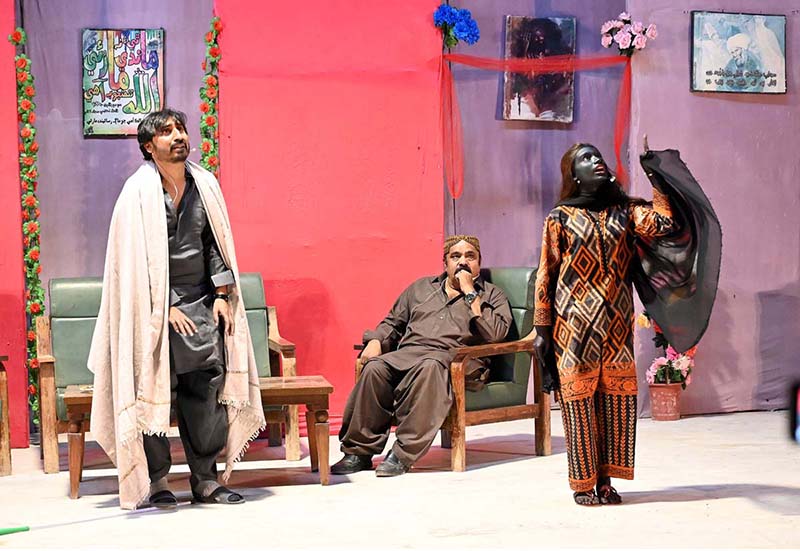 Artists performing in the drama “ Jazbon Ki Aashiqui ” at Z.A. Bhutto Open Air Theater Arts Council in Collaboration with the Culture Department Government of Sindh