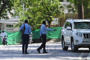 The Islamabad police ensure the road diversion plans after the Islamabad Capital Territory's administration announced suspension of public and heavy transport in the city till further orders