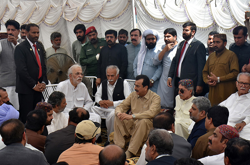 Chairman Senate Syed Yousaf Raza Gilani offers condolences on the demise of former Punjab Governor Sardar Zulfiqar Ali Khosa, expressing deep grief and sympathies with the bereaved family. Sons of the deceased, Saifuddin Khosa, Sardar Hussamuddin Khosa, and Sardar Dost Muhammad Khan Khosa, were also present at Khosa House during the visit