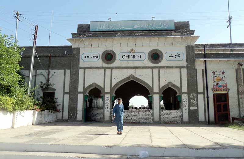 The main entrance of Railway Station Chiniot remains closed for the public due to the dilapidated condition of the building, requiring the attention of the concerned authorities
