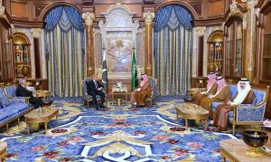 Prime Minister Muhammad Shehbaz Sharif meets Crown Prince and Prime Minister of Kingdom of Saudi Arabia, Prince Mohammed Bin Salman Bin Abdulaziz Al-Saud.