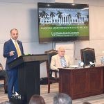 Federal Minister for Climate Change Dr. Musaddiq Malik addresses a ceremony for the distribution of certificates among participants of the 124th Management Course at Pakistan Administrative Staff College, Shahrah-e-Quaid-e-Azam