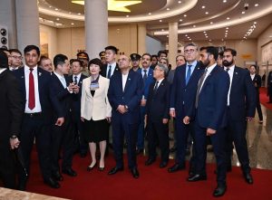 President Asif Ali Zardari views exhibits at the Mao Zedong Memorial Museum.