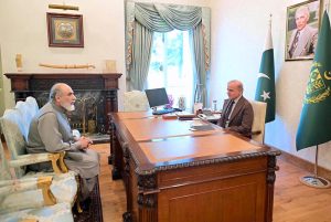 Federal Minister for Science and Technology Khalid Hussain Magsi calls on Prime Minister Muhammad Shehbaz Sharif.