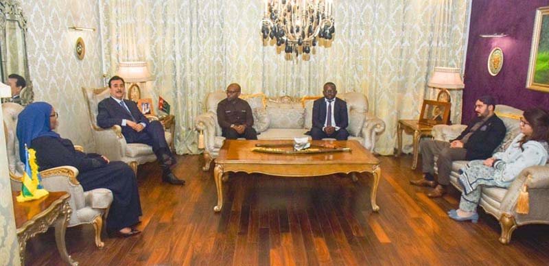 Chairman Senate, Syed Yousuf Raza Gillani in a meeting with the high commissioner of Rwanda to Pakistan, Fatou Harerimana