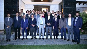 A high-level diplomatic reception in honour of Federal Minister for Board of Investment, Qaiser Ahmed Sheikh, hosted by prominent business leaders.