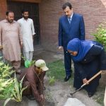 Chairman Senate, Syed Yousuf Raza Gillani along with H.E. Harerimανα Fatou, High Commissioner of the Republic of Rwanda planted a sapling at Gilani house