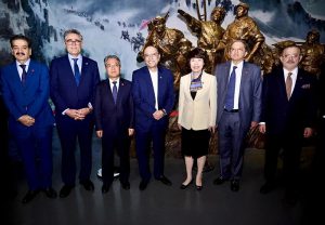 A group photograph of President Asif Ali Zardari with Ms Zhang Xihui, Director of the Shaoshan Administration Bureau of Hunan, Senator Saleem Mandiwala, Senior Minister Sindh Sharjeel Inam Memon and the Ambassadors of China to Pakistan and Pakistan to China, at the Mao Zedong Memorial Museum.
