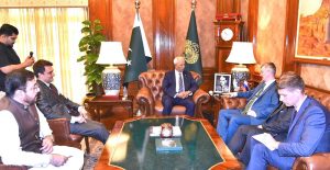 Russian Ambassador, Albert P Khorev is meeting with Sindh Governor Syed Muhammad Nehal Hashmi at the Governor House. Russian Consul General in Karachi Andrey Viktorovich Fedorov and other officials are also present in the meeting