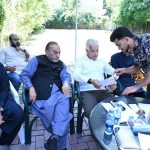 Defense Minister Khawaja Muhammad Asif listens to public concerns at his residence in Cantt