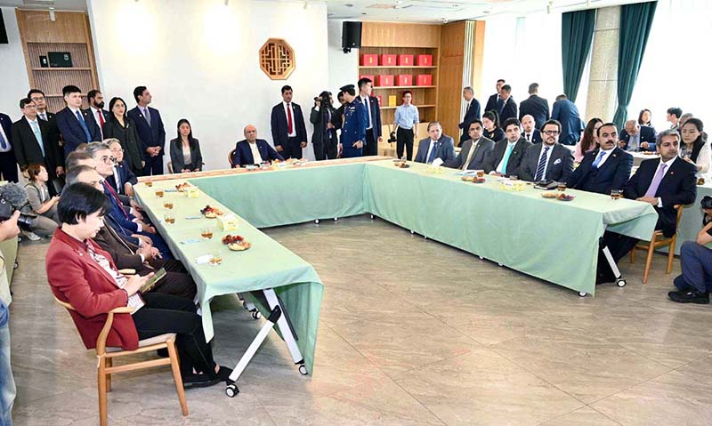 President Asif Ali Zardari attending a tea tasting session during his visit to Hunan Tea Group