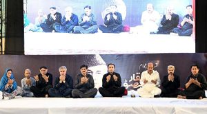 Chairman Pakistan Peoples Party Bilawal Bhutto Zardari along with Chief Minister Sindh Syed Murad Ali Shah and others offers Dua on the occasion of 47th death anniversary of Shaheed Zulfiqar Ali Bhutto at Garhi Khuda Bakhsh