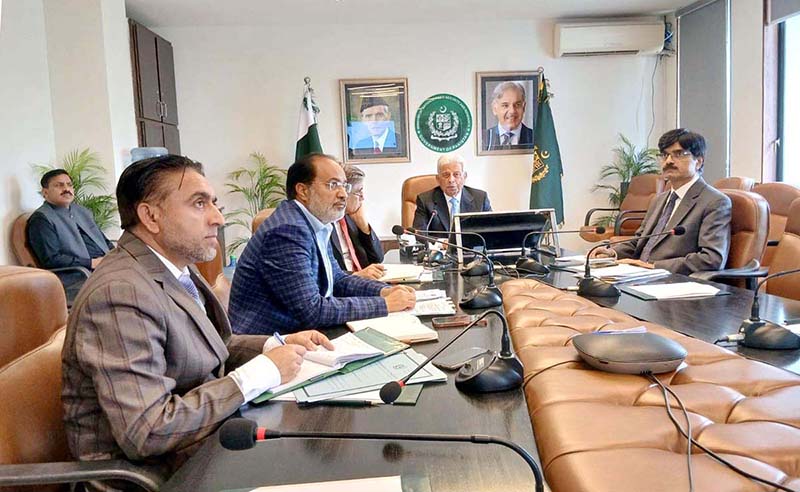 Federal Minister for National Food Security and Research, Rana Tanveer Hussain, chairing the National Wheat Oversight Committee meeting to review wheat procurement strategy and food security measures