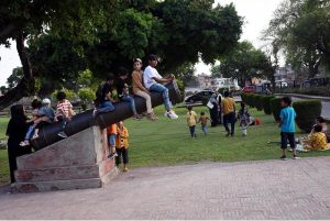 A girl enjoys horse ride at the historic Shahi Qila