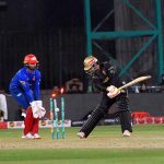 Hyderabad Kingsmen batsman Husain Shah bowled out during Islamabad United vs Hyderabad Kingsmen Pakistan Super League 11 at National Stadium