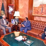 Bangladesh High Commissioner Muhammad Iqbal Hussain Khan calls on Sindh Governor Syed Muhammad Nehal Hashmi at the Governor House, Deputy High Commissioner Muhammad Saqib Sadaqat is also present