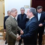 Iranian Foreign Minister Seyyed Abbas Araghchi calls on Prime Minister Muhammad Shehbaz Sharif. Deputy Prime Minister and Foreign Minister Senator Mohammad Ishaq Dar and Chief of Army Staff & Chief of Defence Forces Field Marshal Syed Asim Munir were also present in the meeting