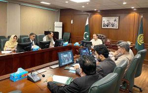 Federal Minister for Maritime Affairs Muhammad Junaid Anwar Chaudhry chairs a meeting to discuss establishing the Pakistan Maritime Energy City