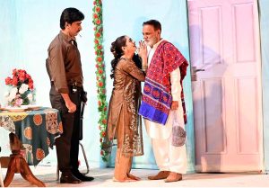 Artists performing in the drama “ Artificial ” at Z.A. Bhutto Open Air Theater Arts Council in Collaboration with the Culture Department Government of Sindh