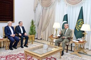 Iranian Foreign Minister Seyyed Abbas Araghchi calls on Prime Minister Muhammad Shehbaz Sharif. Deputy Prime Minister and Foreign Minister Senator Mohammad Ishaq Dar and Chief of Army Staff & Chief of Defence Forces Field Marshal Syed Asim Munir were also present in the meeting