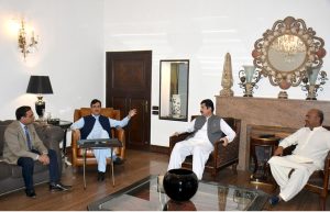 Governor Khyber Pakhtunkhwa Faisal Karim Kundi calls on Chairman Senate Syed Yousaf Raza Gillani at Gilani House. Both leaders discussed matters of mutual interest and the prevailing political situation.