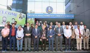 Ambassador of Germany to Pakistan, Ina Lepel is addressing the business community during his visit to Faisalabad Chamber of Commerce & Industry (FCCI).