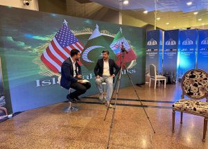An interior view of the modern media center established at the Jinnah Convention Centre to facilitate national and international journalists covering the historic Islamabad Talks 2026 in the Federal Capital