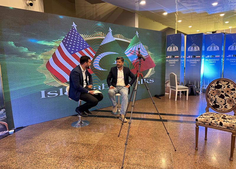 An interior view of the modern media center established at the Jinnah Convention Centre to facilitate national and international journalists covering the historic Islamabad Talks 2026 in the Federal Capital