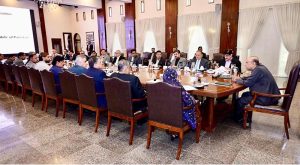 President Asif Ali Zardari chairing a meeting reviewing progress of Pakistan-China MoUs signed during his recent visits to China at the Chief Minister House