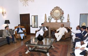 Governor Khyber Pakhtunkhwa Faisal Karim Kundi calls on Chairman Senate Syed Yousaf Raza Gillani at Gilani House. Both leaders discussed matters of mutual interest and the prevailing political situation.