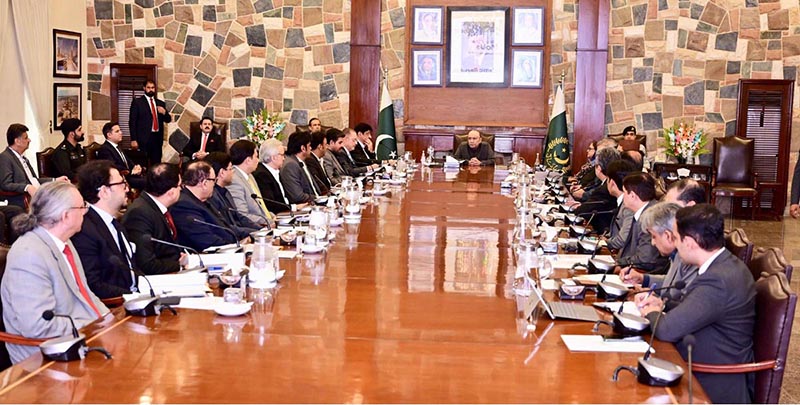 President Asif Ali Zardari chairing a meeting reviewing progress of Pakistan-China MoUs signed during his recent visits to China at the Chief Minister House