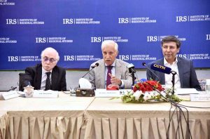 Federal Minister for Board of Investment Qaiser Ahmed Sheikh addresses Policy Dialogue on Strengthening Governance and Implementation Strategies for CPEC 2.0 at Institute of Regional Studies Islamabad.