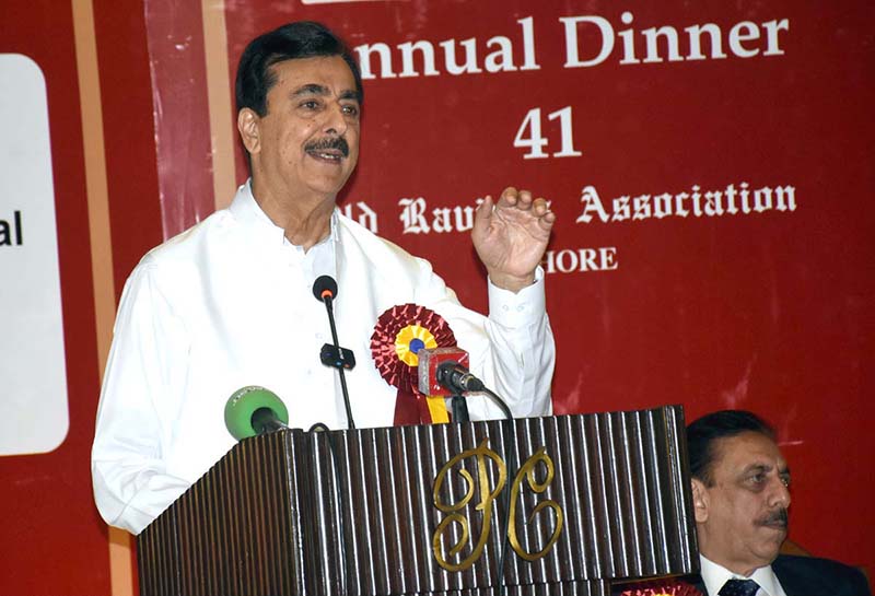 Acting President Syed Yousaf Raza Gilani is addressing the Annual Dinner 2026 organized by the Old Ravians Association