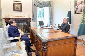 Minister for Railways Hanif Abbasi calls on Prime Minister Muhammad Shehbaz Sharif.