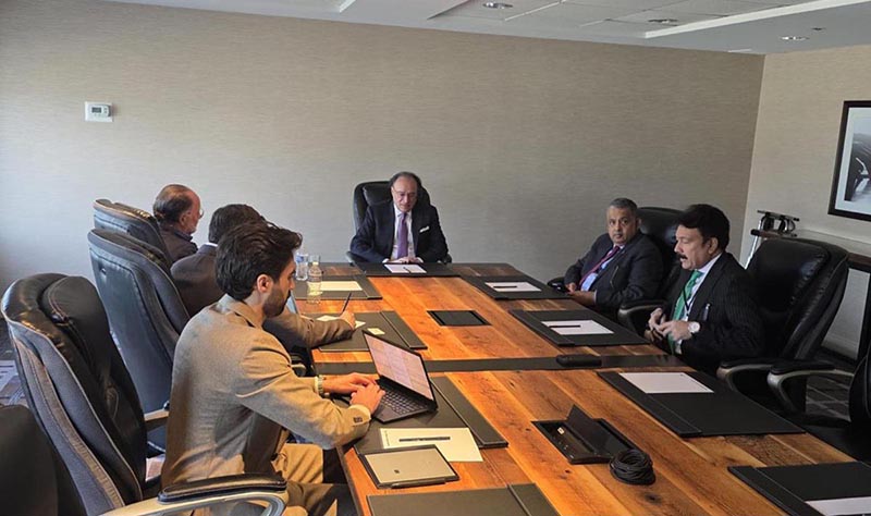 Federal Minister for Finance and Revenue, Senator Muhammad Aurangzeb meets Harvard Growth Lab team during his arrival to Boston to participate in the Pakistan Conference at Harvard University