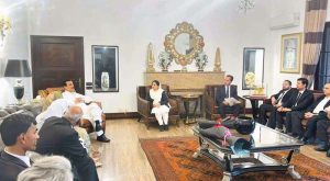 Chairman Senate, Syed Yousuf Raza Gilani, in a meeting with newly elected President District Bar Association Multan, Ms. Bushra Naqvi, Secretary General Saadat Hussain, and other office bearers