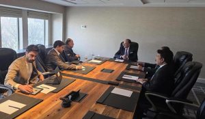 Federal Minister for Finance and Revenue, Senator Muhammad Aurangzeb meets Harvard Growth Lab team during his arrival to Boston to participate in the Pakistan Conference at Harvard University