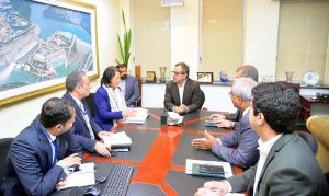 Federal Minister for Power Division Sardar Awais Ahmed Khan Leghari in a meeting with Ms. Emma Xiaoqin Fan, Country Director of the Asian Development Bank (ADB).