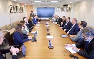 Federal Minister for Finance and Revenue, Senator Muhammad Aurangzeb, held a meeting with Dan Katz, First Deputy Managing Director of the International Monetary Fund (IMF), on the sidelines of the World Bank-IMF Spring Meetings 2026.