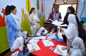 Chief of Child Protection UNICEF Pakistan Ms. Jennifer Melton and Child Protection Officer UNICEF KP Ms. Bushra Ajmal along with PMU Official and community participants visiting the Safe Space for Every Child at Tajabad.