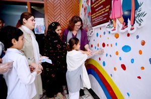 Chief of Child Protection UNICEF Pakistan Ms. Jennifer Melton and Child Protection Officer UNICEF KP Ms. Bushra Ajmal along with PMU Official and community participants visiting the Safe Space for Every Child at Tajabad.