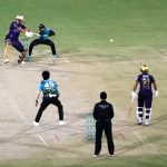 Quetta Gladiators Rilee Rossouw plays a shot during the Pakistan Super League -11 cricket match against Rawalpindiz at national Stadium
